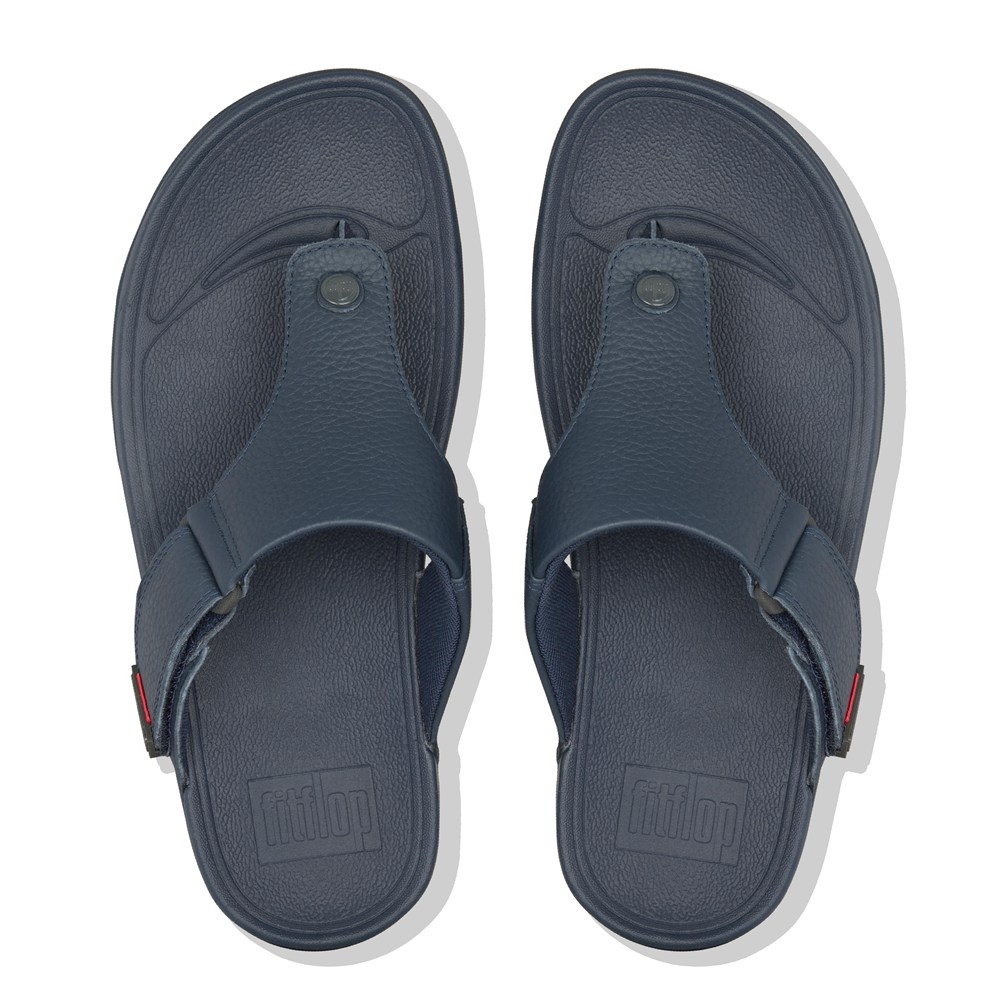 Fitflop Man Sandals Navy - Trakk Ii Leather Toe-post - PK4072658